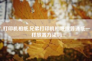 打印机相纸,兄弟打印机相纸跟普通纸一样放置方法吗