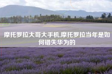 摩托罗拉大哥大手机,摩托罗拉当年是如何错失华为的