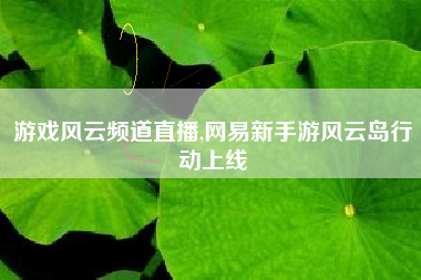 游戏风云频道直播,网易新手游风云岛行动上线