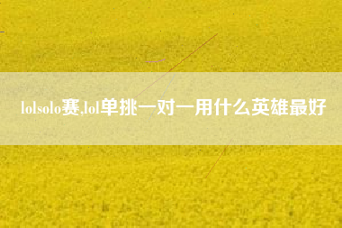 lolsolo赛,lol单挑一对一用什么英雄最好