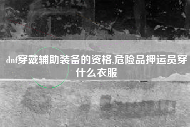 dnf穿戴辅助装备的资格,危险品押运员穿什么衣服