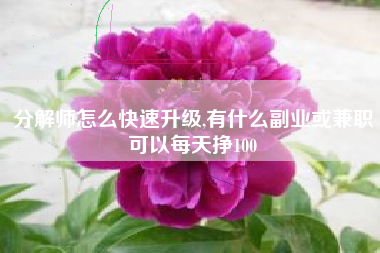分解师怎么快速升级,有什么副业或兼职可以每天挣100