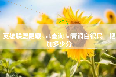 英雄联盟隐藏rank查询,lol青铜白银局一把加多少分