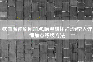 狱血魔神刷图加点,暗黑破坏神2野蛮人详细加点练级方法