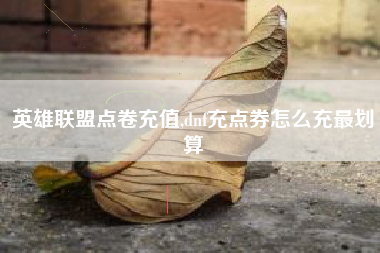 英雄联盟点卷充值,dnf充点券怎么充最划算