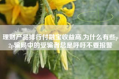 理财产品排行付融宝收益高,为什么有些p2p骗局中的受骗者总是呼吁不要报警