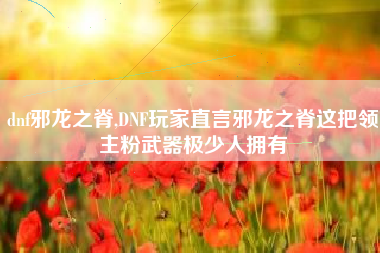 dnf邪龙之脊,DNF玩家直言邪龙之脊这把领主粉武器极少人拥有