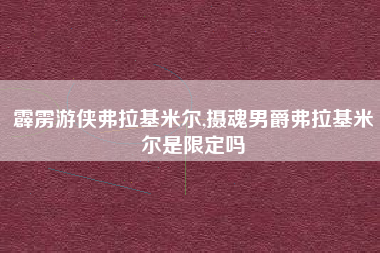 霹雳游侠弗拉基米尔,摄魂男爵弗拉基米尔是限定吗
