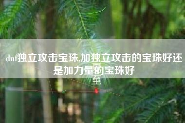 dnf独立攻击宝珠,加独立攻击的宝珠好还是加力量的宝珠好