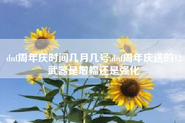 dnf周年庆时间几月几号,dnf周年庆送的12武器是增幅还是强化