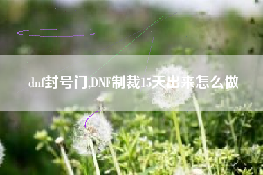 dnf封号门,DNF制裁15天出来怎么做