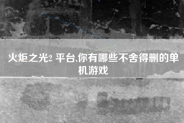 火炬之光2 平台,你有哪些不舍得删的单机游戏