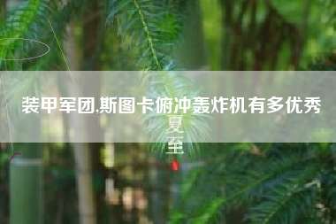 装甲军团,斯图卡俯冲轰炸机有多优秀