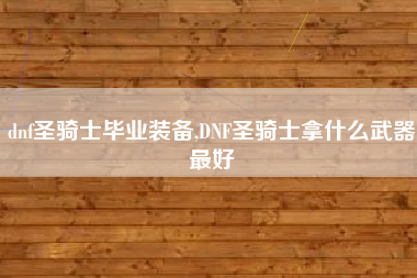 dnf圣骑士毕业装备,DNF圣骑士拿什么武器最好