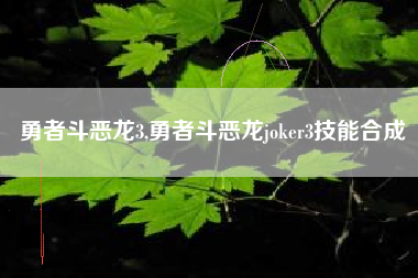 勇者斗恶龙3,勇者斗恶龙joker3技能合成