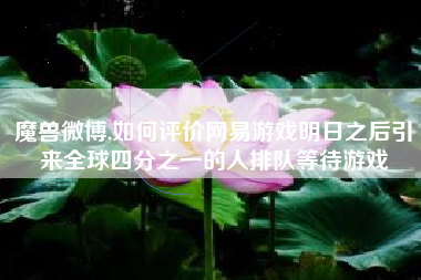 魔兽微博,如何评价网易游戏明日之后引来全球四分之一的人排队等待游戏